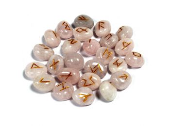 Indiai Rúna Kövek Tasakban- Rózsakvarc