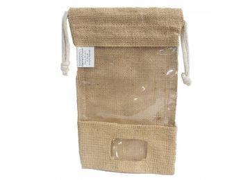 Juta Ablakos Zacskó Zsebbel 25x16cm
