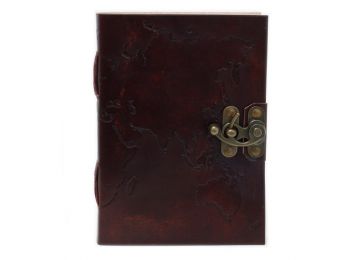 Bőrkötésű  Notesz - Világatlasz (18x13 cm)