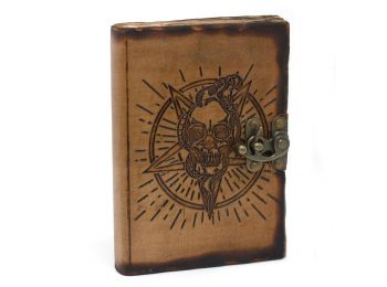 Bőrkötésű  Notesz - Pentagramm és Koponya (18x13 cm)