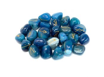 Indiai Rúna Kövek Tasakban - Kék Ónix