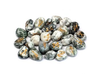 Indiai Rúna Kövek Tasakban - Fa Achát