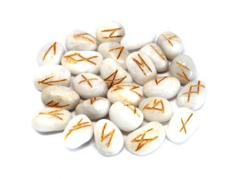 Indiai Rúna Kövek Tasakban - Fehér Achát