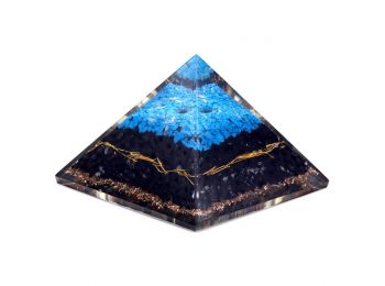 Orgonit Piramis - Türkiz és Fekete Turmalin - 70 mm