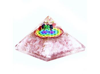 Orgonit Piramis -  Rózsakvarc Szivárvány - Az Élet Virá