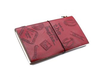 Kézműves Bőrkötésű Notesz - Kezdődik a Kaland - Piros