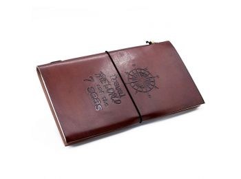 Kézműves Bőrkötésű Notesz  - Világ Körüli Út - Bar