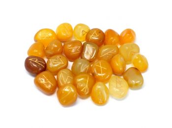 Indiai Rúna Kövek Tasakban - Sárga Ónix