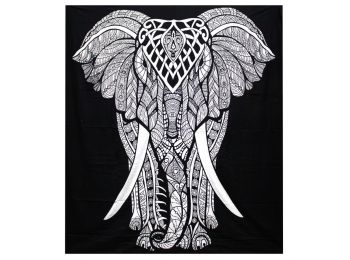 B&W Kettős Pamut Ágytakaró / Falidísz - Elefánt