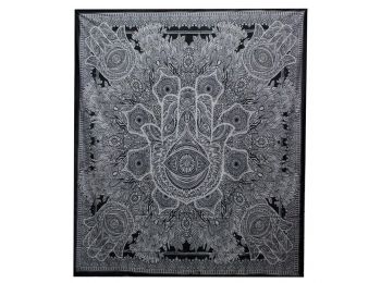 B&W Kettős Pamut Ágytakaró / Falidísz - Hamsa