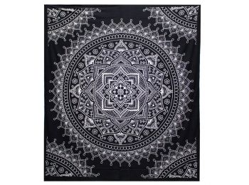 B&W Kettős Pamut Ágytakaró / Falidísz - Lótusz Virág