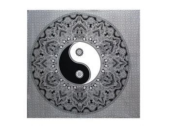 B&W Kettős Pamut Ágytakaró / Falidísz - Yin - Yang