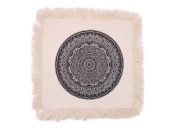 Hagyományos Mandala Párnahuzat - 60x60cm - fekete