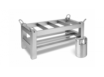 KERN súlykosár, súlytartó, 20 kg, OIML M1 súlyosztály, rozsdamentes acél, 10 darab KERN 10 kg-os hengeres súly befogadására, 1000×500×500 mm