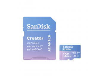 SanDisk Creator MicroSDXC memóriakártya 128GB, 190/130 MB/