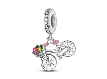 Pandora kompatibilis kerékpár virágkosárral charm