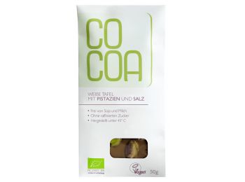 Cocoa bio white bar pisztácia&só 50g
