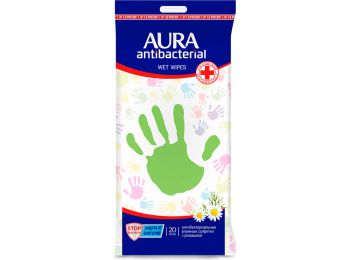 Aura derma antibakteriális törlőkendő 20db