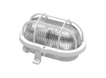 Hajólámpa, ovális, müanyagrácsos, fehér