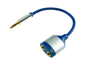 Audió elosztó, 3,5 mm fém sztereó dugó-2x3,5 mm fém sz