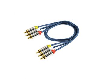 Sztereo AV csatlakozókábel, 3 x RCA dugó - 3 x RCA dugó,