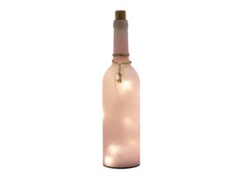 Dekorációs üveg LED füzérrel, rózsaszín