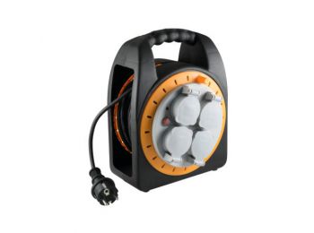 Kábeldob, 4 földelt aljzat, 15 m, IP44, 3 x 1,0 mm²