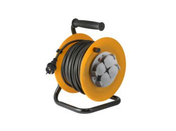 Kábeldob, fém talp, 4 földelt aljzat, 30 m, IP44, 3 x 1,5