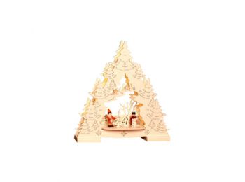 LED-es asztali dísz, fenyőfa, fehér, 3V