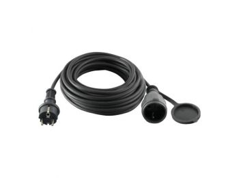 Hosszabbító, fekete, 20m, gumírozott,