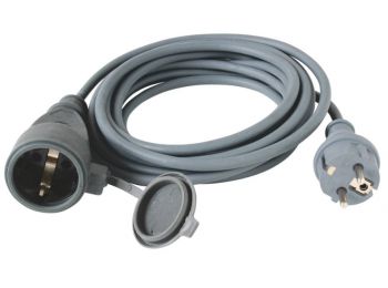 Hosszabbító, fekete, 20m, gumírozott, 3x1,5 mm²