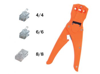 Krimpelő fogó, telefondugóhoz, müanyag, 210mm