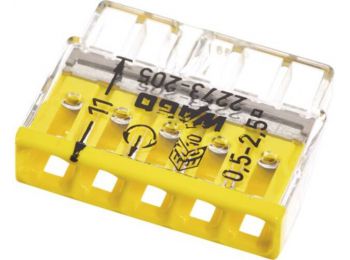 Vezeték összekötő 5x 0-2,5mm2 átlátszó 24A sárga
