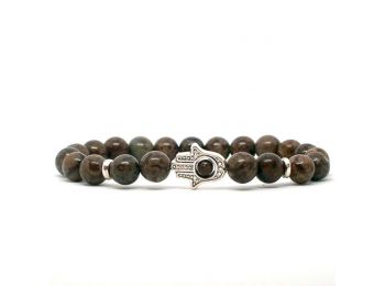 Barna hópehely obszidián hamsa karkötő