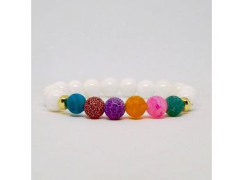 Tejkvarc és színes achát karkötő
