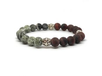 Nemes-szerpentin és macskaszem feles karkötő