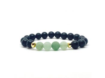 Matt aventurin és matt ónix  karkötő