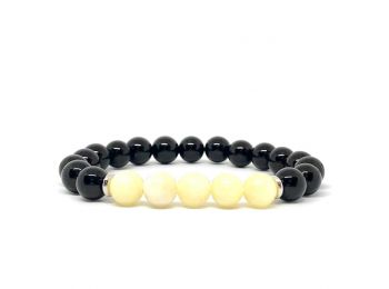 Sárga jáde és fényes ónix karkötő