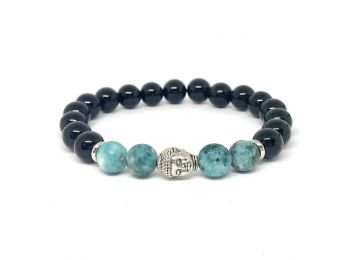 Matt festett kvarc ónix kis buddha karkötő