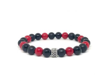 Piros jáde és ónix ragyogás karkötő