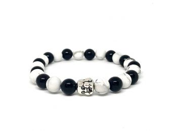 Matt howlit és ónix dagi buddha karkötő