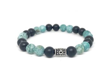 Matt festett kvarc és ónix rusztikus karkötő