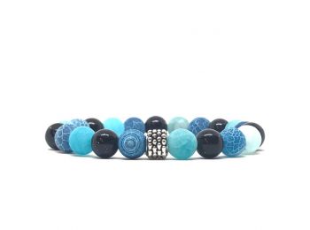 Napkő és Matt kék achátok ragyogás karkötő