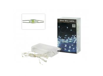 20 LEDes elemes világító hidegfehér ezüstdrót fényfü