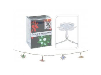 20 LEDes elemes színváltós virágos fényfüzér 220 cm