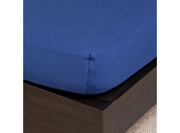 SÖTÉTKÉK jersey gumis lepedő 140-160x200 cm