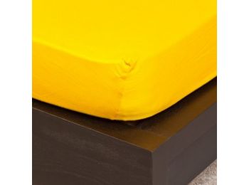 KUKORICASÁRGA jersey gumis lepedő 140-160x200 cm