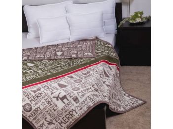 MERRY CHRISTMAS KARÁCSONYI pamut-akril mintás pléd 150x20