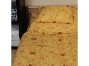 SÁRGA INDÁS KREPP 3 részes ágynemű-garnitúra 140x200+7