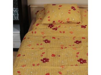 SÁRGA VIRÁGOS KREPP 3 részes ágynemű-garnitúra 140x200